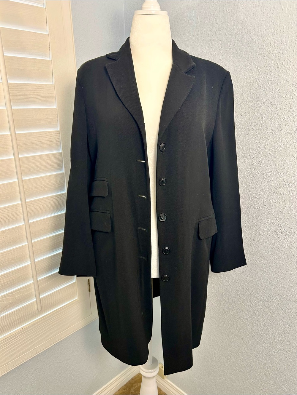 Vintage Philippe Adec Paris Black Longline Car Coat Jacket Blazer